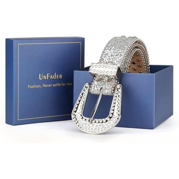 Womens Men Rhinestone Western Belts Bling Cowgirl Designer Diamond Studded Belts - Picture 4 of 8